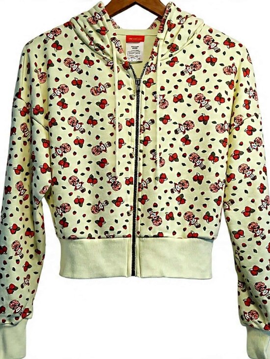 Strawberry Shortcake Tops - Strawberry Shortcake Cropped Full Zip Hoodie Light Green Size M